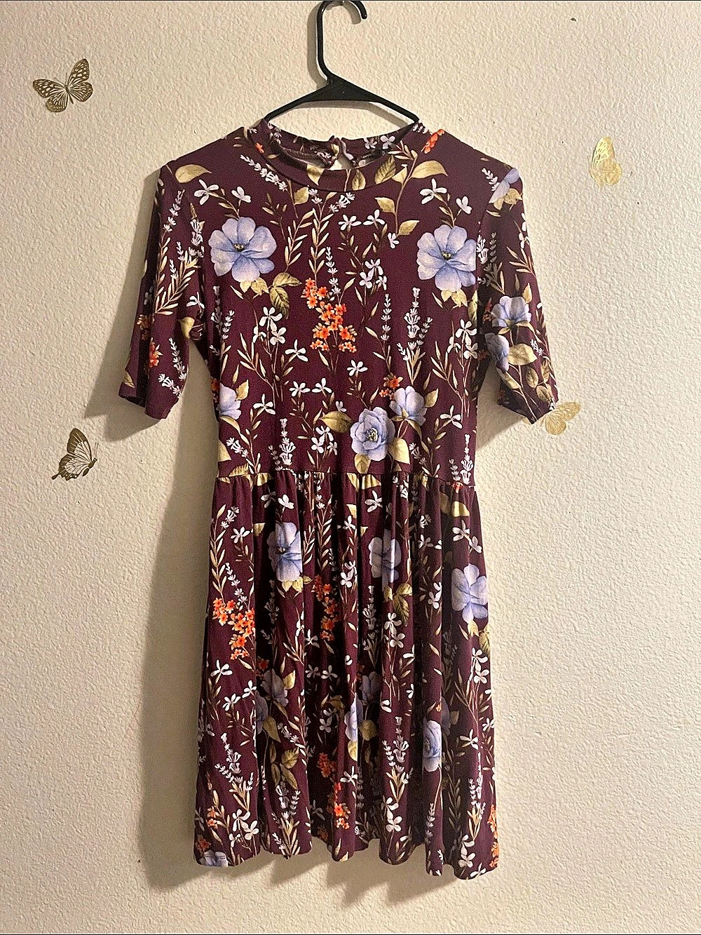 Forever 21 Floral Mini Dress in Purple Size Large